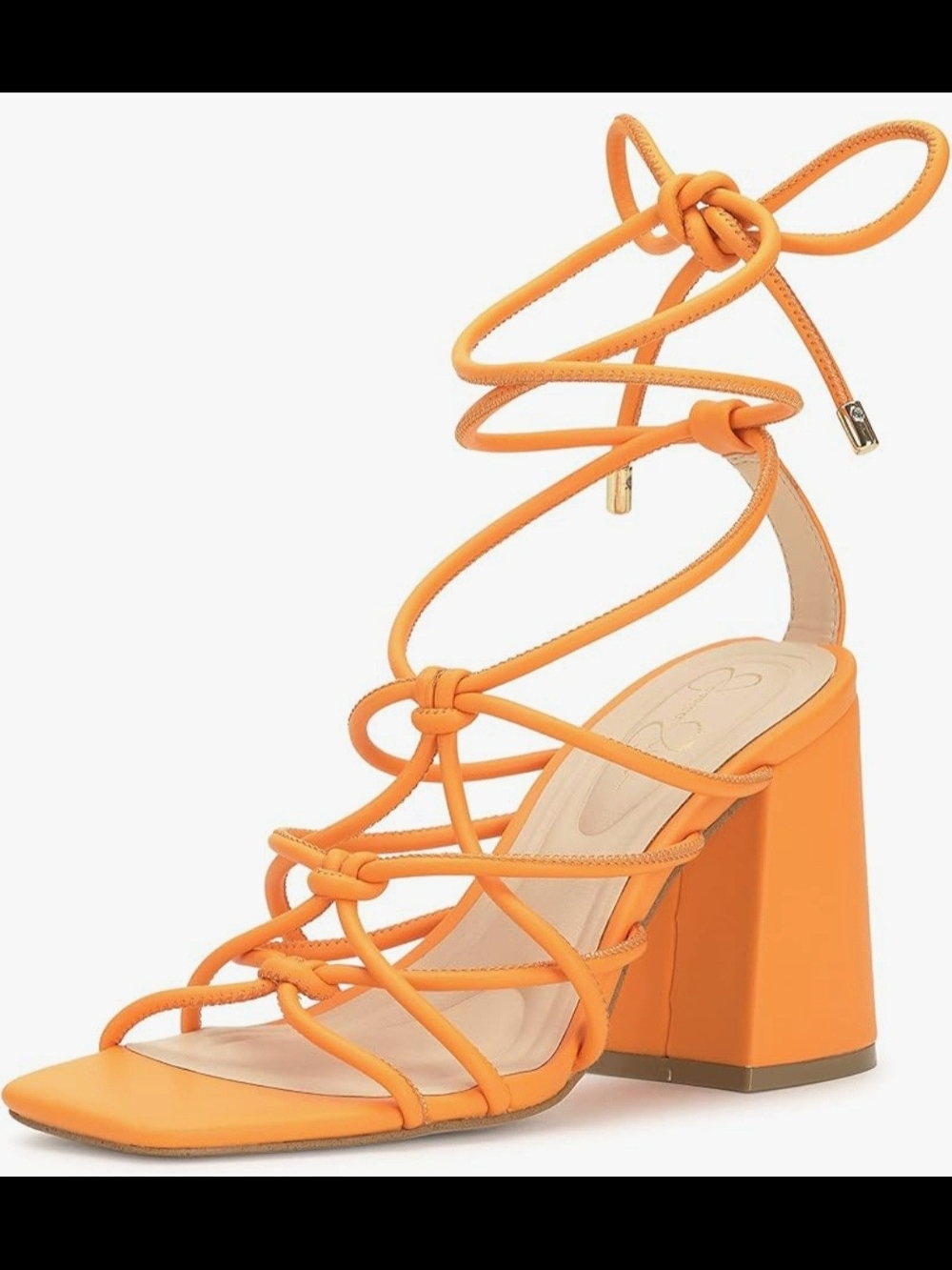 Jessica Simpson Women's Orange Lace-Up Block Heel Sandals,new Size 7.5
